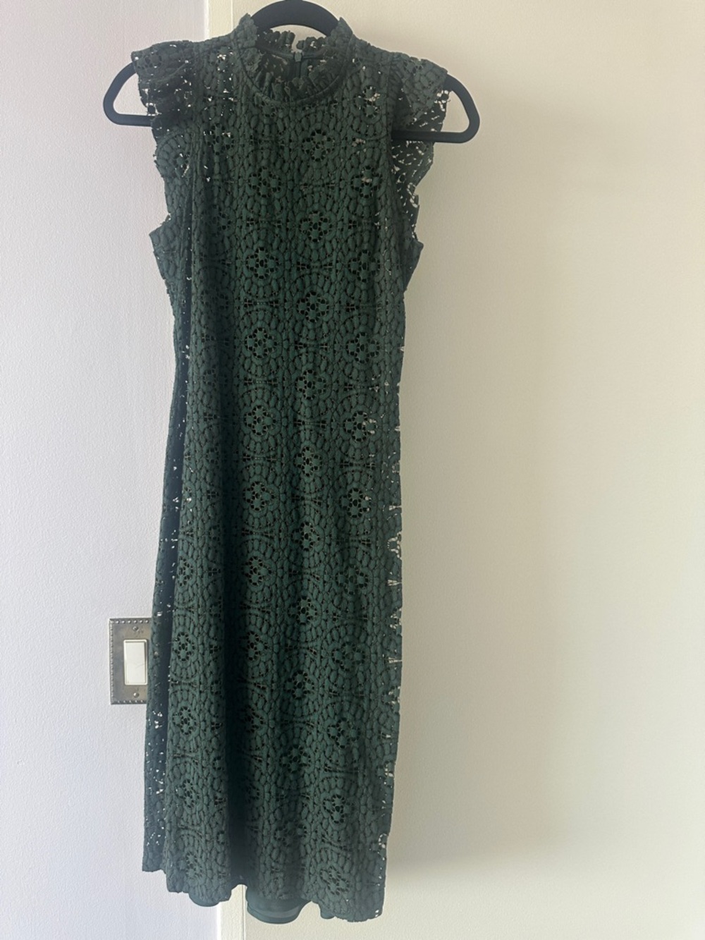 Zara Olive Green Crochet Lace Midi Dress